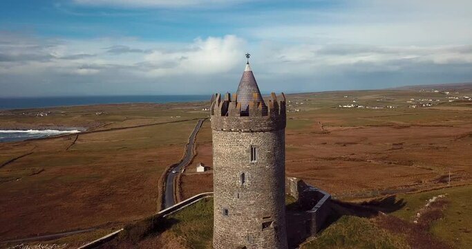 Aerial View of Doonagore in Doolin, Ireland
