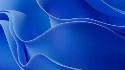 Blue Wavy Layers. Trendy Abstract 3D Background. 3D Render.
