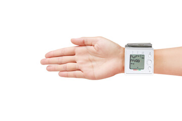 Blood pressure digital monitor machine test at wrist