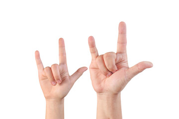 I love you hand symbol gesture isolated on white with clipping path