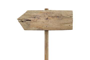 Wooden arrow sign  isolated on white background with clipping path include for design usage purpose.