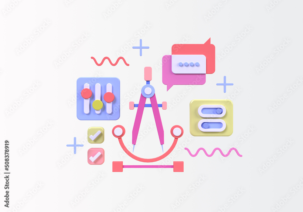 Wall mural web development for ui ux design concept illustration landing page template business idea background