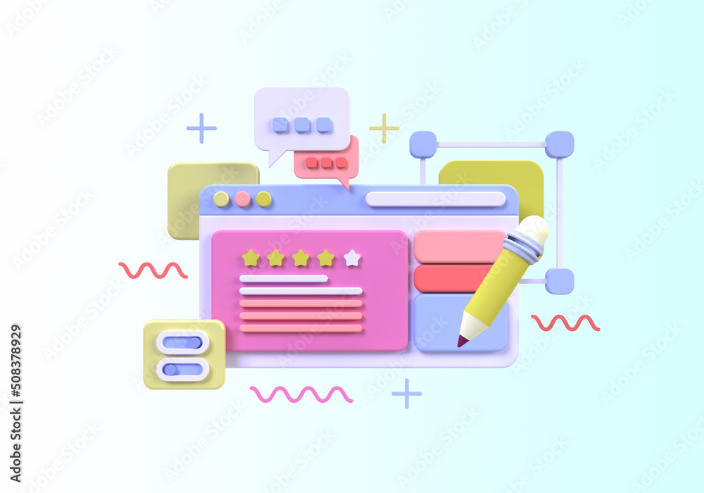 Wall mural web development for ui ux design concept illustration landing page template business idea background