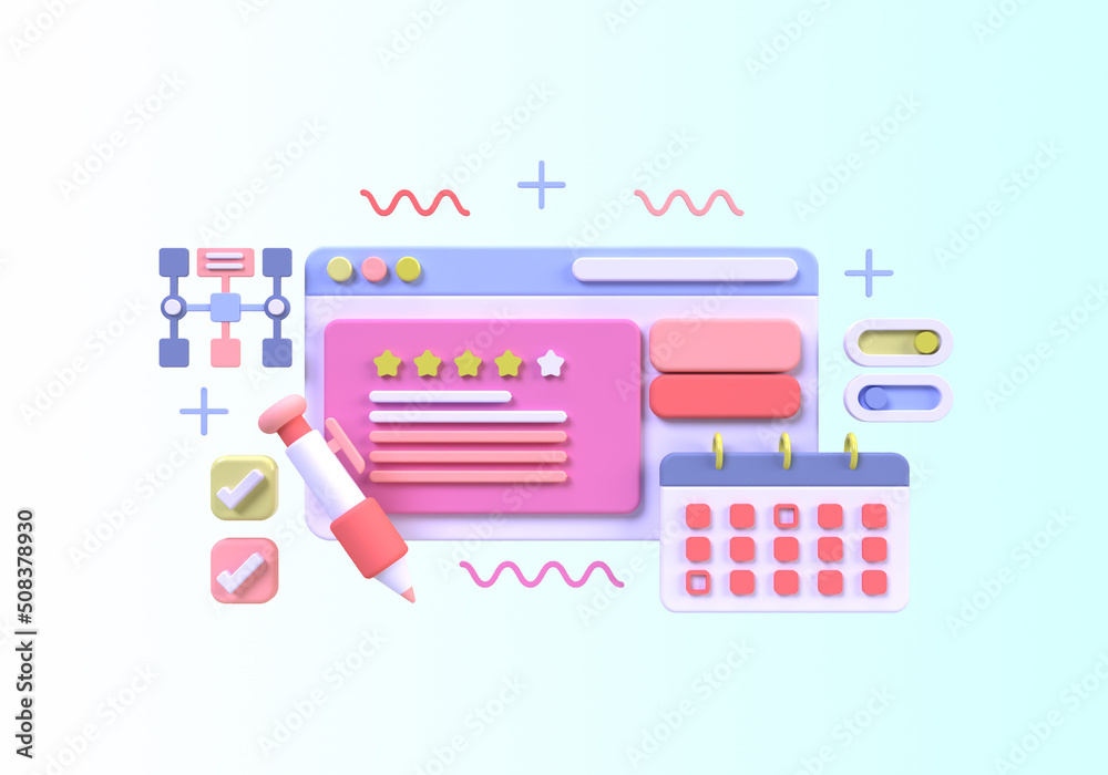 Wall mural web development for ui ux design concept illustration landing page template business idea background
