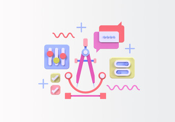 Web development for UI UX design concept illustration Landing page template business idea background