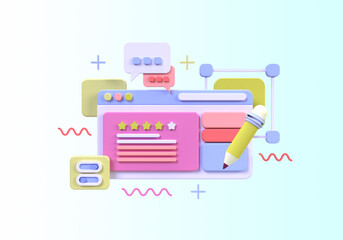 Web development for UI UX design concept illustration Landing page template business idea background