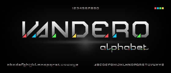 Vandero, abstract modern creative alphabet with urban style template