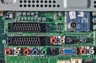 exposed old tv connection sockets