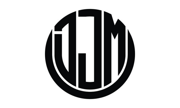 DJM shield in circle logo design vector template. lettermrk, wordmark, monogram symbol on white background.