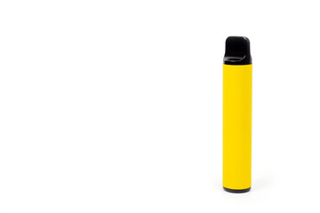 A disposable electronic cigarette in a yellow body, photographed against a white background.