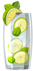 Mojito cocktail in the glass on white background