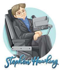 Stephen Hawking cartoon character - obrazy, fototapety, plakaty