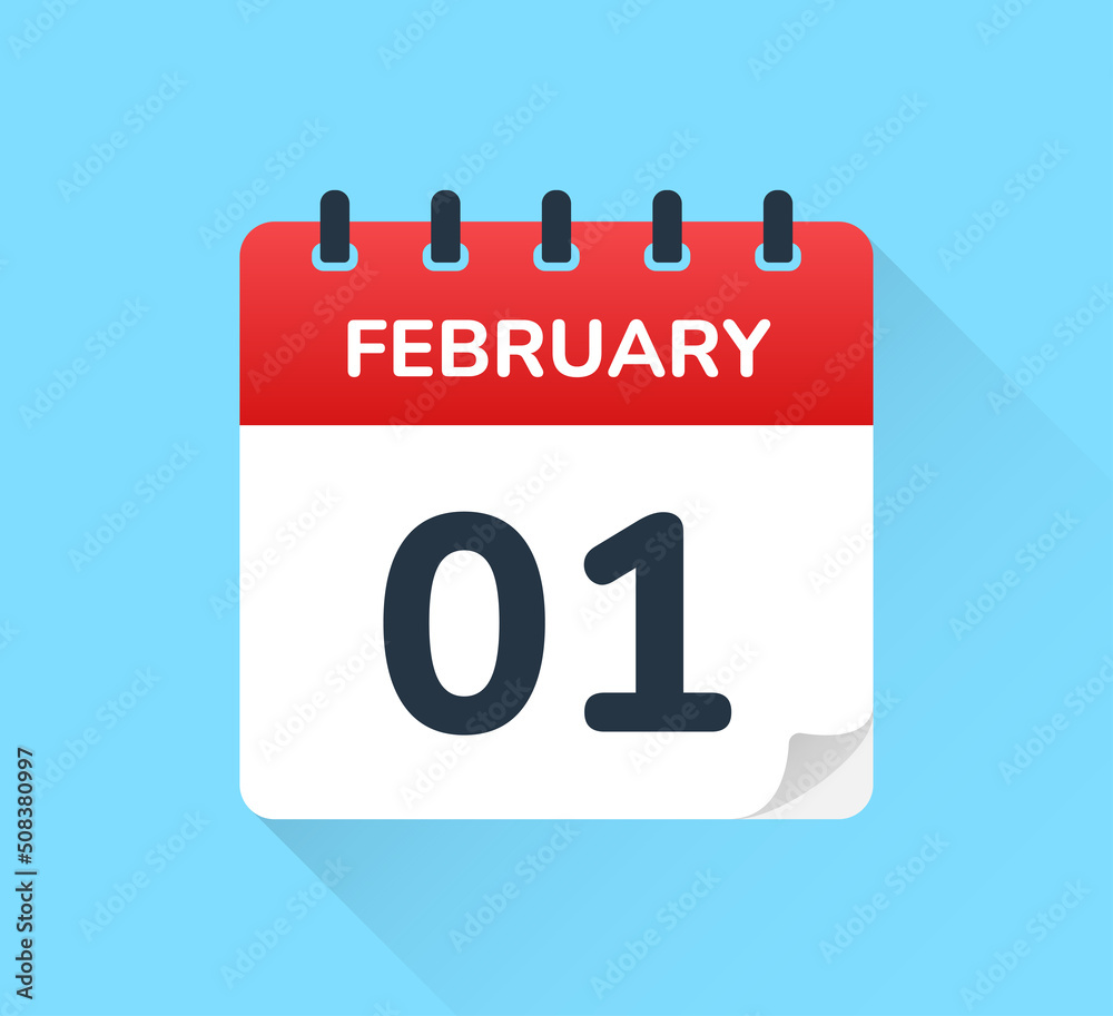 Poster february first day of the month on calendar vector icon