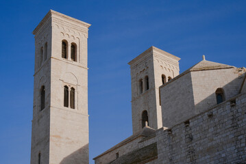 Fototapeta na wymiar Molfetta, Italy, bell towers of the old cathedral of San Corrado