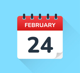 February 24 date on calendar vector icon