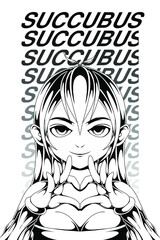 little succubus illustration line art