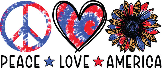 peace love America sublimation 