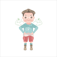 Positive expressions of feelings and gestures of little boy