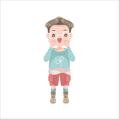 Positive expressions of feelings and gestures of little boy