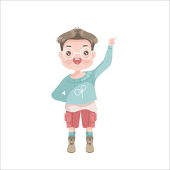 Positive expressions of feelings and gestures of little boy