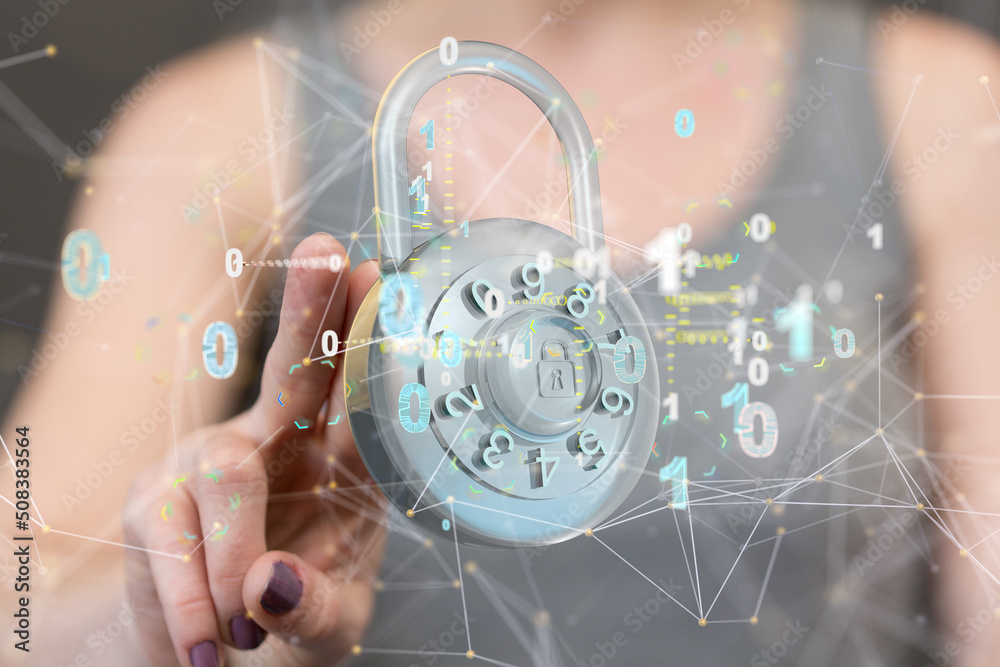 Aufkleber Cybersecurity and information or network protection. Future technology web