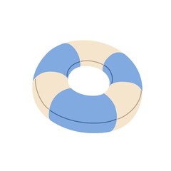 Inflatable floating ring for swimming. Beach rubber lifebuoy for pool. Summer striped lifesaver, rescue tube. Flat vector illustration isolated on white background