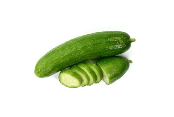 Fresh green cucumber isolated on white