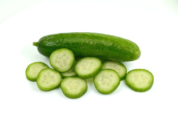 Fresh green cucumber isolated on white