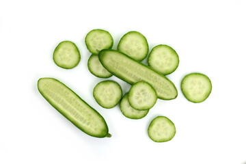 Fresh green cucumber isolated on white