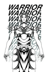 natural warrior illustration line art