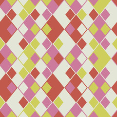 Rhombuses, inside of which there are also rhombuses. Vector pattern with pink and yellow  colors. Interior rhombus design, or packaging finish.