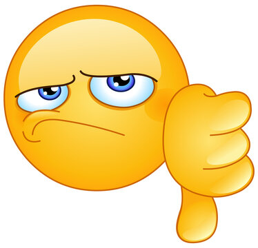 Unsatisfied emoji emoticon showing thumb down dislike hand gesture