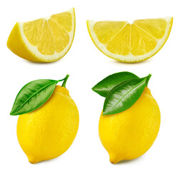 Lemon collection. Lemon isolated on white background. Lemon macro. With clipping path