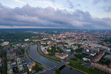 Obraz premium Aerial summer spring sunset view in Vilnius old town, Lithuania