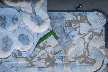 Aerial summer spring sunset view in Vilnius old town, Lithuania