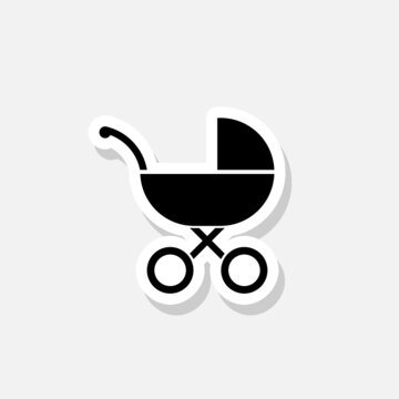 Baby stroller icon sticker sign for mobile concept and web design