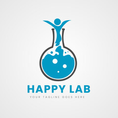 Science happy lab logo template