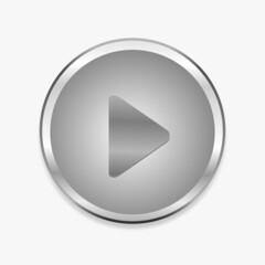 Silver round play button icon vector