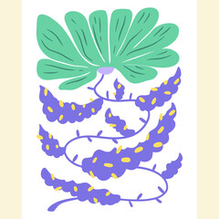 Vector floral illustration in boho colors. Modern summer composition, suitable for banner, poster, print, web elements