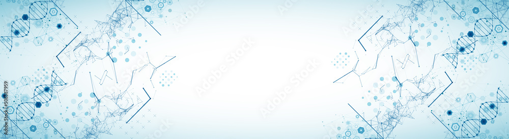 Poster abstract futuristic background for design works..science template, wallpaper or banner with a dna mo