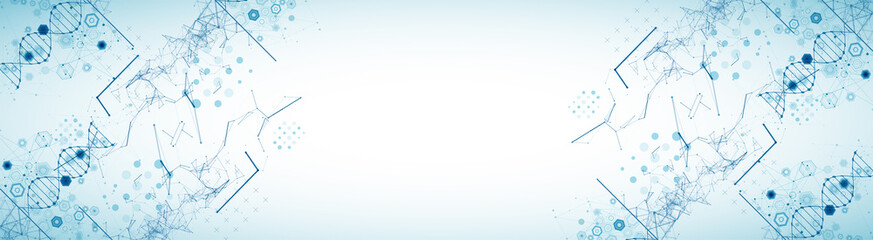 Abstract futuristic background for design works..Science template, wallpaper or banner with a DNA molecules.
