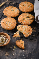 Giant skillet cookies with healthy seeds