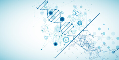 Abstract futuristic background for design works..Science template, wallpaper or banner with a DNA molecules.