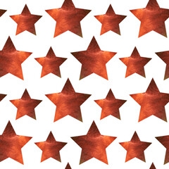 Obraz premium Watercolor seamless pattern with red stars. Christmas background.