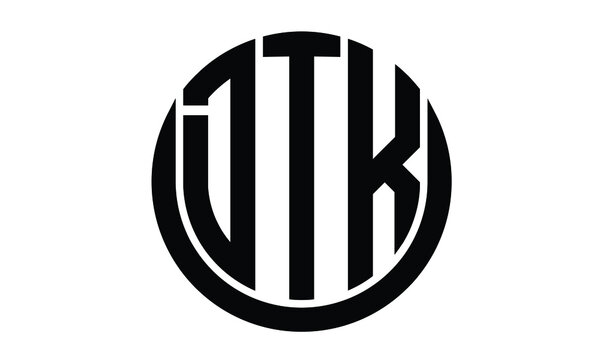 DTK shield in circle logo design vector template. lettermrk, wordmark, monogram symbol on white background.