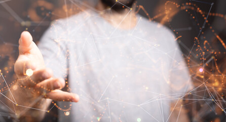 Abstract network of physical devices on the Internet using a network connection with statistics...