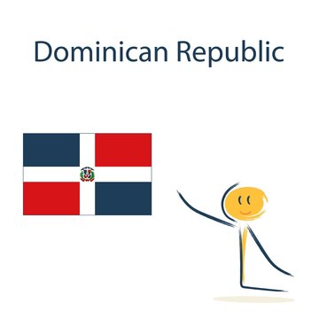 Character with the flag of Dominican Republic. Teaching children geography and countries of the world	