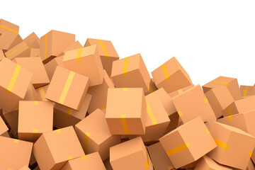 Cardboard box or carton on white background, carrying parcel and online shopping