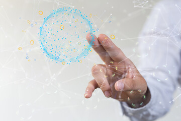 Abstract network of physical devices on the Internet using a network connection with statistics...