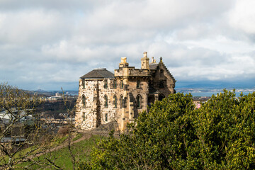 Fototapeta na wymiar Calton Hill's castle in Edinburgh